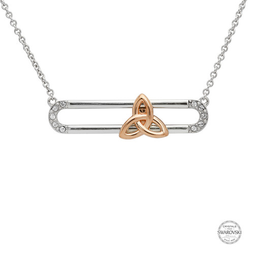 Sterling Silver Rose Gold Plated Trinity Knot Slider Necklace