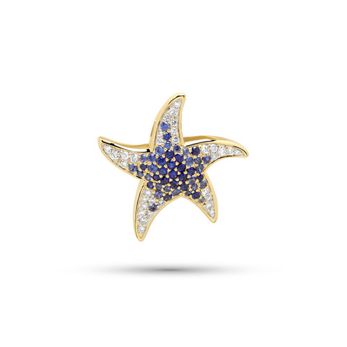 14kt Gold Lab Sapphire and Diamond Starfish Enhancer only