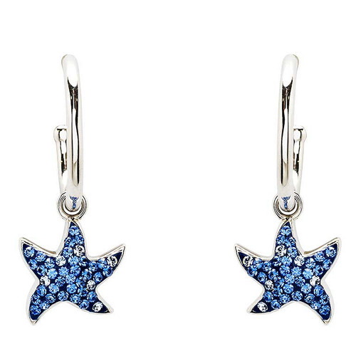 Sterling Silver Sapphire Crystal Starfish Earrings