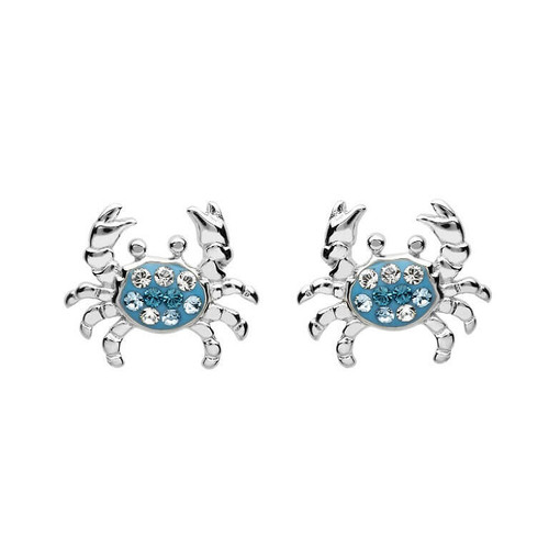 Crab Stud Earrings with Blue With Crystals