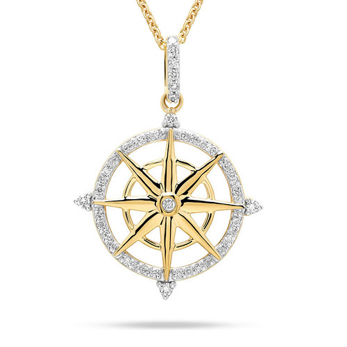14kt Gold Lab-Grown Diamond Ship Wheel Necklace