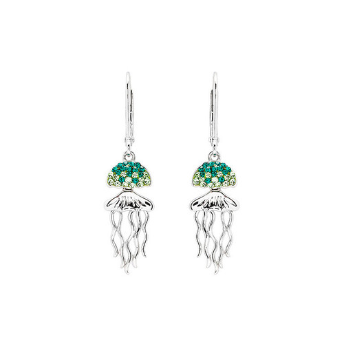 Sterling Silver Jelly Fish Green Peridot Earrings