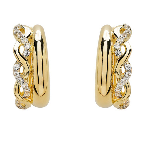14kt Gold Vermeil Lab White Sapphire Celtic Knot Hoop Earrings