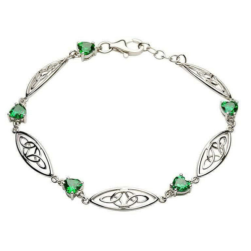 Silver Celtic Stone Set Trinity Bracelet