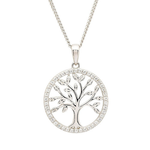 Sterling Silver Tree of Life CZ Necklace