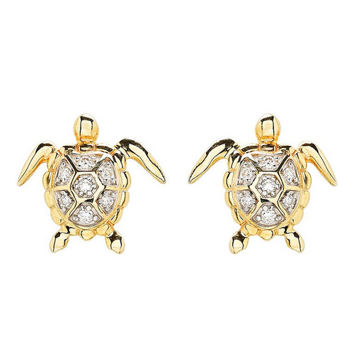 14kt Gold Lab Grown Diamond Turtle Stud Earrings