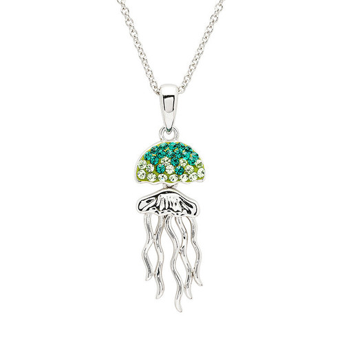 Sterling Silver Jelly Fish Green Peridot Necklace