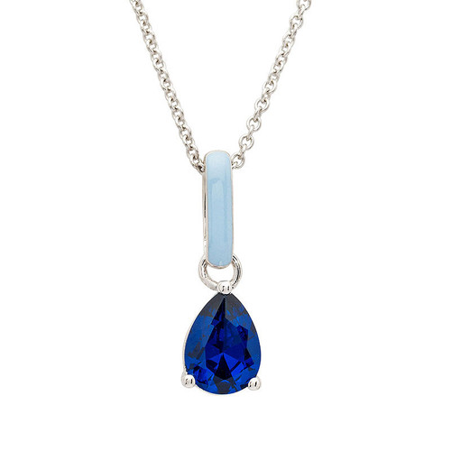 Sterling Silver Sapphire CZ with Blue Enamel Necklace