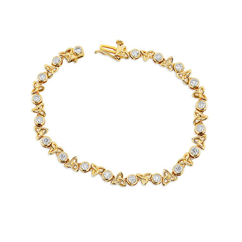 14kt Yellow Gold Trinity Bracelet with Lab Diamonds