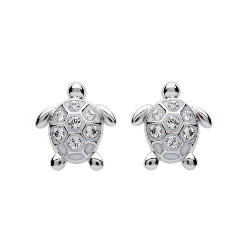 Stud Turtle Earrings with Crystals