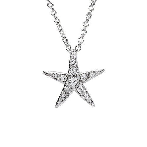 Starfish Pendant With Clear Crystals - Medium Size