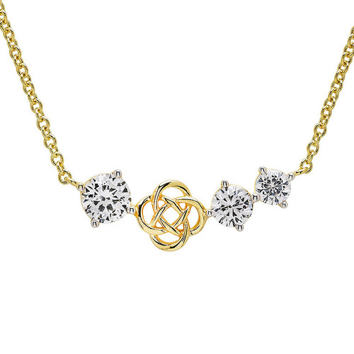 14kt Gold Vermeil Celtic Knot Necklace with Triple White Sapphires