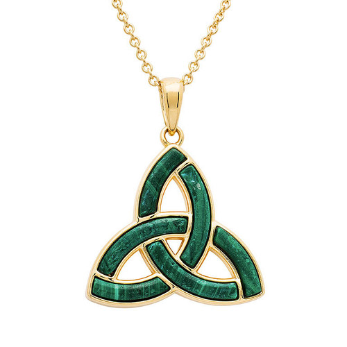 Gold Vermeil Malachite Trinity Knot Necklace
