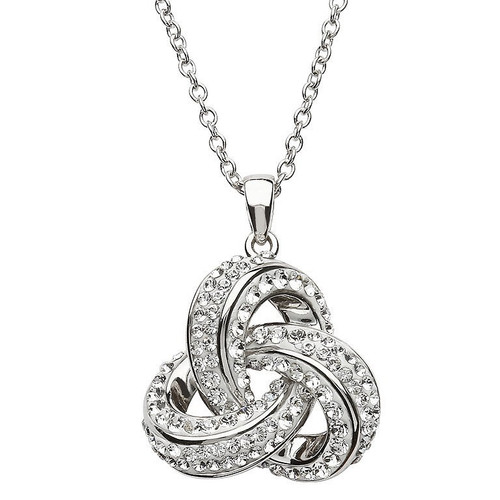Stone Set Trinity Pendant Encrusted With Crystals