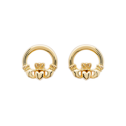 14KT Gold Vermeil Stud Claddagh Earrings