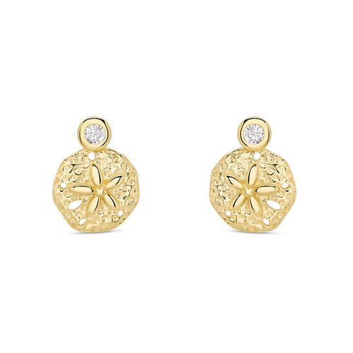 14kt Gold Lab-Grown Diamond Mini Sand Dollar Stud Earrings