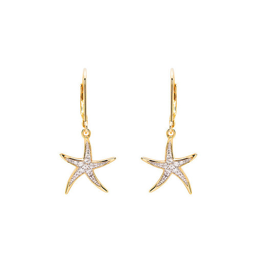 14K Gold Vermeil Starfish Earrings with Cubic Zirconias