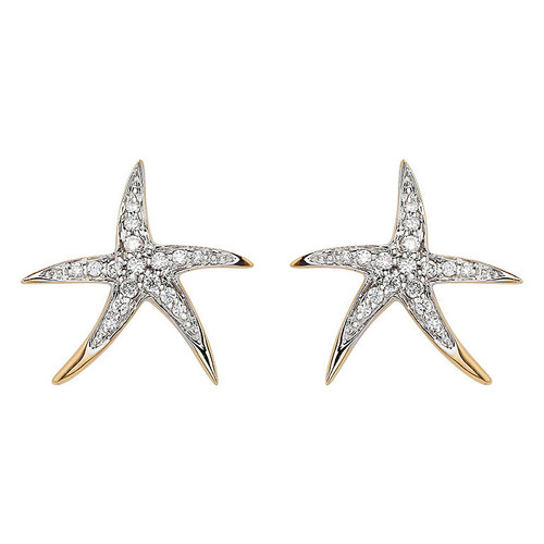 14kt Gold Lab Grown Diamond Starfish Earrings