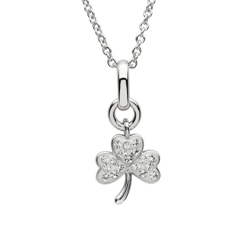 Silver Crystal Set Shamrock Pendant