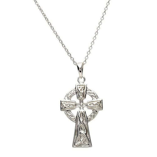Sterling Silver Celtic Cross Pendant With Trinity Knot