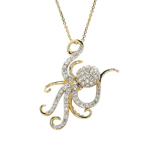 14kt Gold Lab Grown Diamond Octopus Necklace