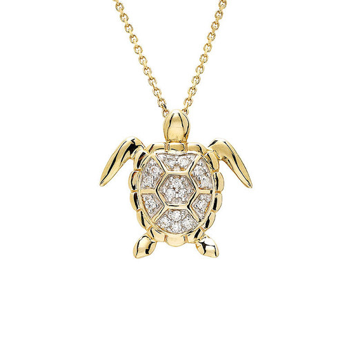 14kt Gold Lab Grown Diamond Turtle Necklace