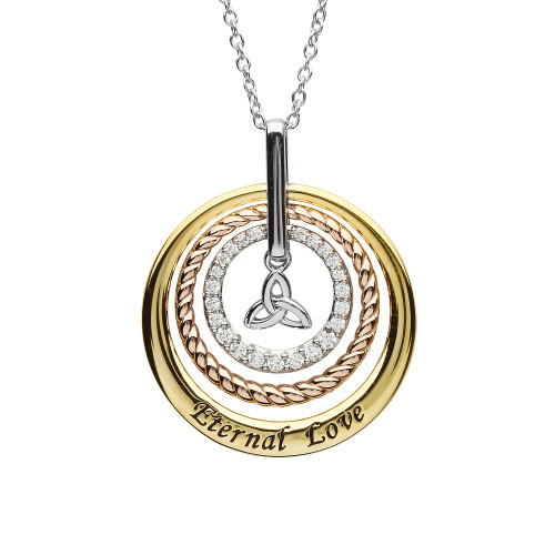 Sterling Silver Trinity Knot Triple Circle Necklace
