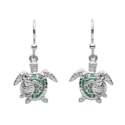Mother And Baby Turtle Earrings with Crystals