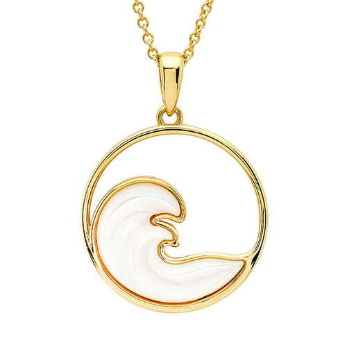 14KT Gold Vermeil Mother of Pearl Wave Necklace