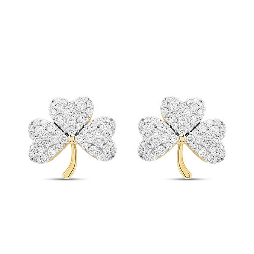 14kt Gold Lab Diamond Shamrock Earrings