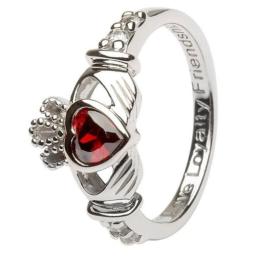 Claddagh January Birthstone Ring