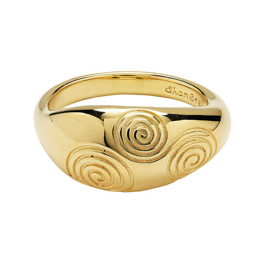 14kt Gold Vermeil Embossed Drop Celtic Triskele Ring