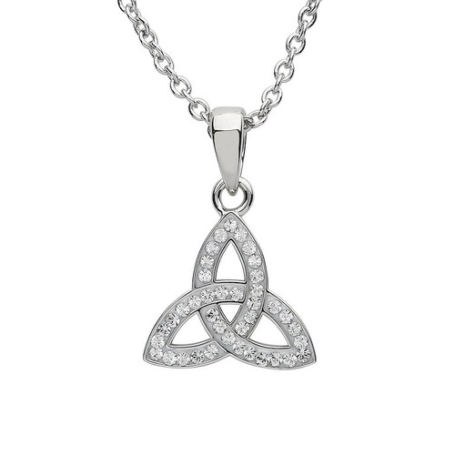 Platinum Plate White Trinity Small Pendant Swarovski