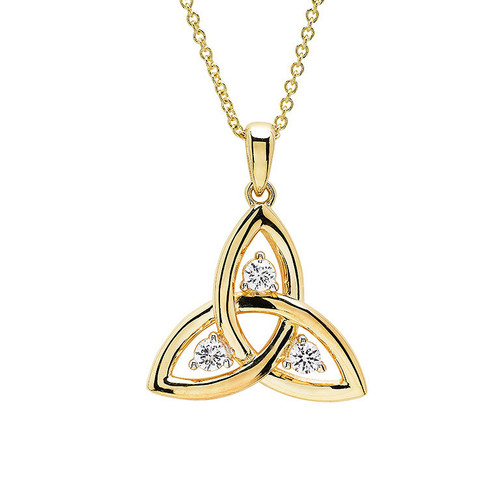14kt Gold Vermeil Trinity Knot Pendant with White Sapphires