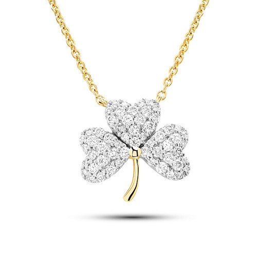 14kt Gold Lab Diamond Shamrock Necklace