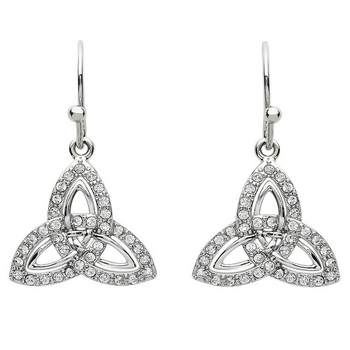Platinum Plate White Trinity Earrings Swarovski