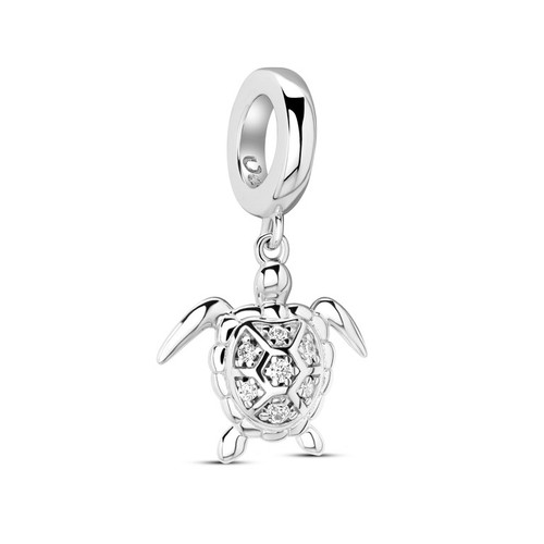Sterling Silver CZ Turtle Bead
