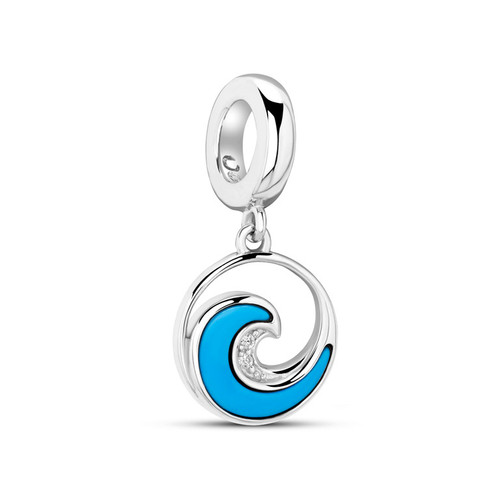 Sterling Silver Turquoise Wave Bead