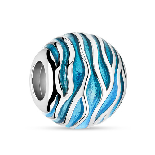Sterling Silver Blue Enamel Bead
