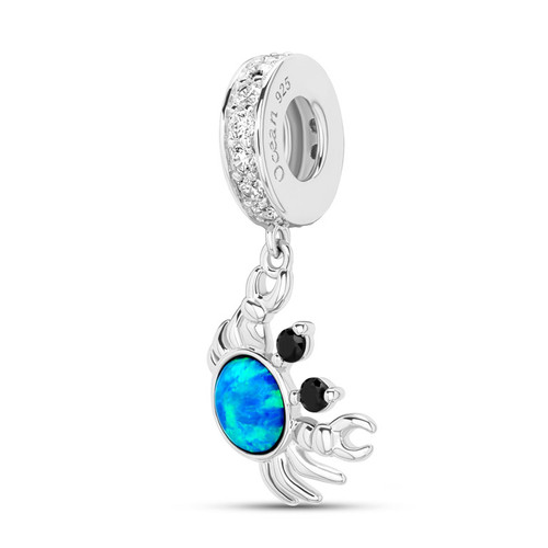 Sterling Silver CZ and Opal Crab Bead