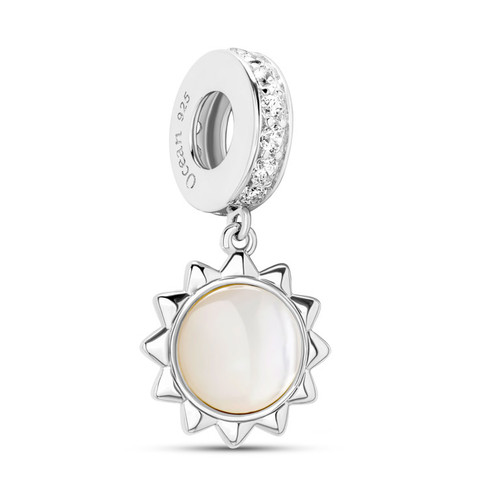 Sterling Silver CZ MOP Sun Bead