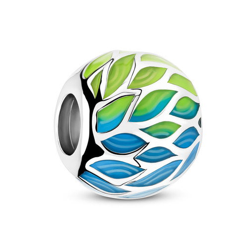Sterling Silver Blue Olivine Enamel Bead