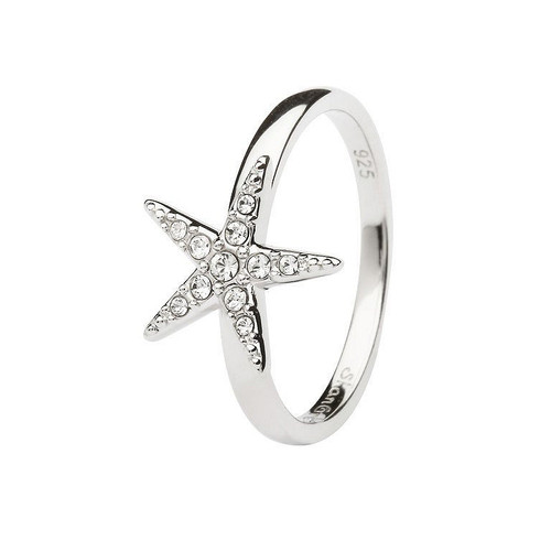Starfish Ring Encrusted with White Crystal