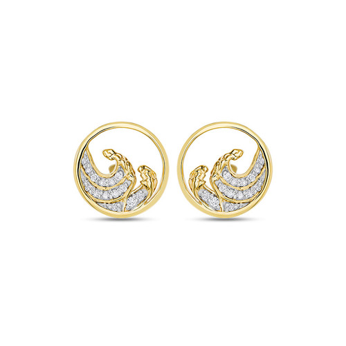 14K Gold Lab Diamond Mini Wave Stud Earrings