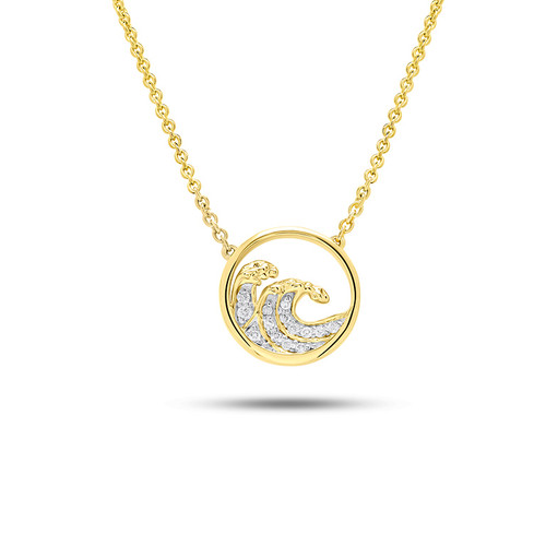 14K Gold Lab Diamond Mini Wave Necklace