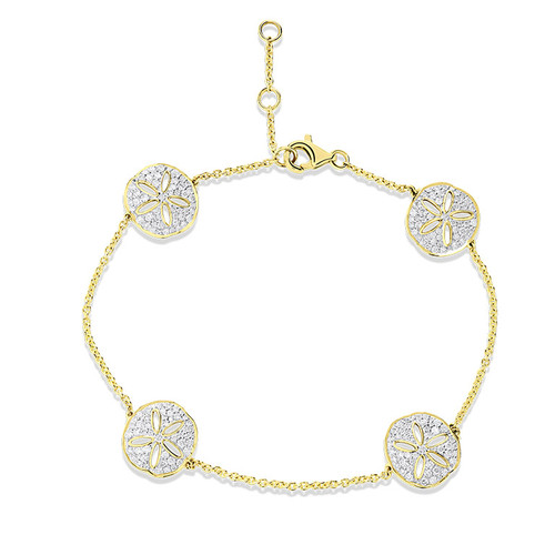 14K Gold Lab Diamond Mini Sand Dollar Bracelet