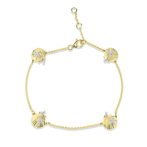 14K Gold Lab Diamond Mini Shell Bracelet