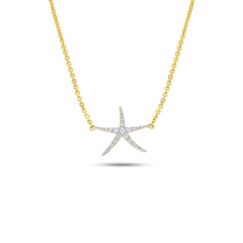 14K Gold Lab Diamond Mini Starifsh Necklace