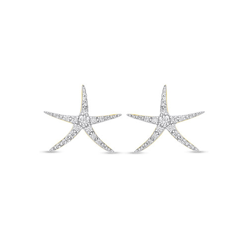 14K Gold Lab Diamond Mini Starifsh Stud Earrings