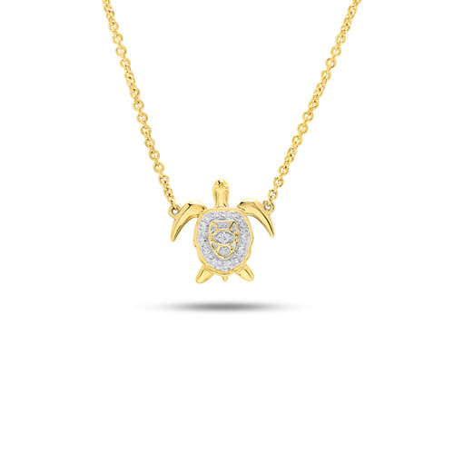 14K Gold Lab Diamond Mini Turtle Necklace
